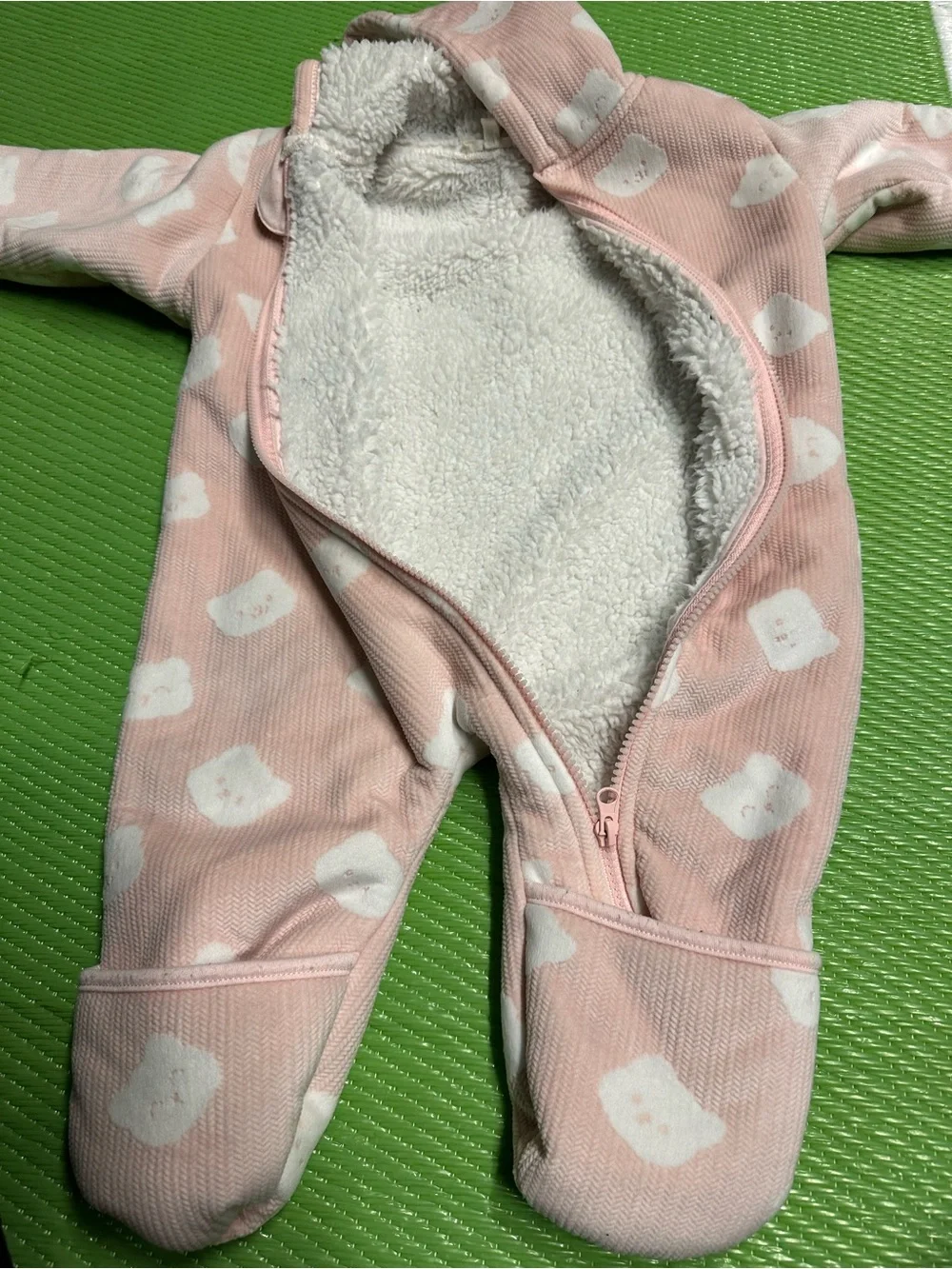 Free havenPink Hooded Baby Footie with Bear Faces